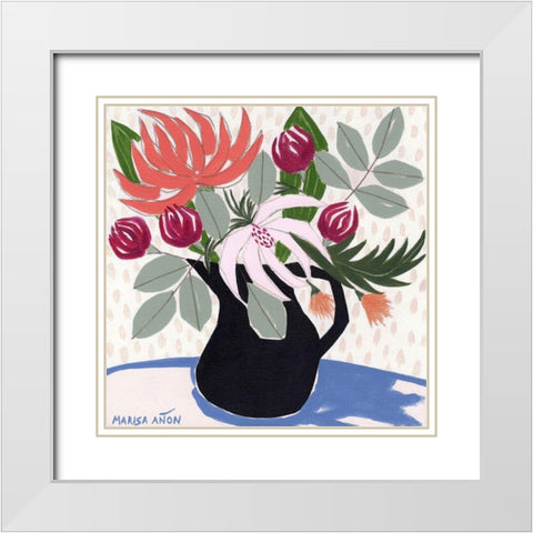 April Florals 12 White Modern Wood Framed Art Print with Double Matting by Anon, Marisa