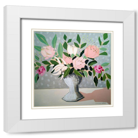 Spring Florals 1 White Modern Wood Framed Art Print with Double Matting by Anon, Marisa