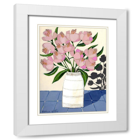Spring Florals 5 White Modern Wood Framed Art Print with Double Matting by Anon, Marisa