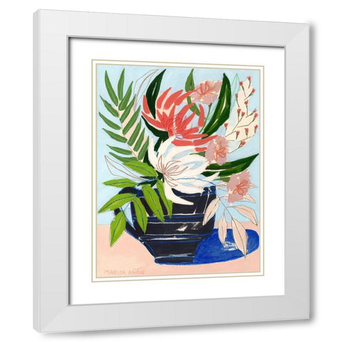 Spring Florals 6 White Modern Wood Framed Art Print with Double Matting by Anon, Marisa