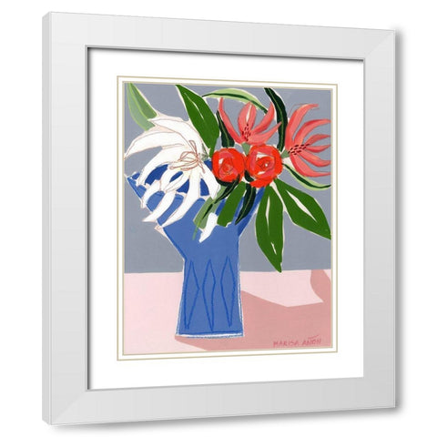 Spring Florals 10 White Modern Wood Framed Art Print with Double Matting by Anon, Marisa