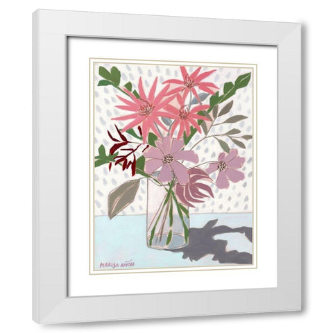 Summer Flowers White Modern Wood Framed Art Print with Double Matting by Anon, Marisa