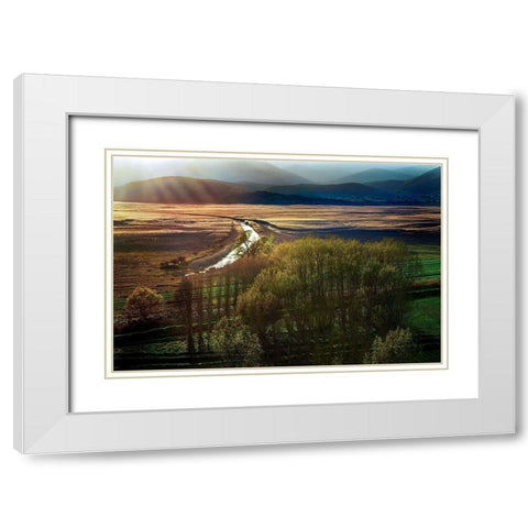 Poems in the Sun White Modern Wood Framed Art Print with Double Matting by Artemiadi, Dora