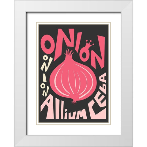 Kitchen Onion White Modern Wood Framed Art Print with Double Matting by Ayse