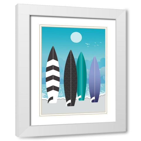 Surfboards White Modern Wood Framed Art Print with Double Matting by Ayse