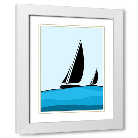 Sailing White Modern Wood Framed Art Print with Double Matting by Ayse