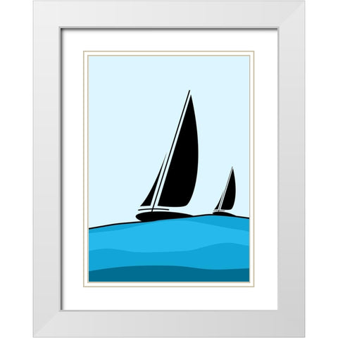 Sailing White Modern Wood Framed Art Print with Double Matting by Ayse
