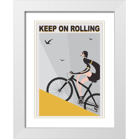 Keep On Rolling White Modern Wood Framed Art Print with Double Matting by Ayse