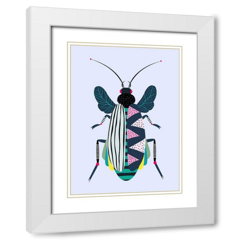Beetle White Modern Wood Framed Art Print with Double Matting by Ayse