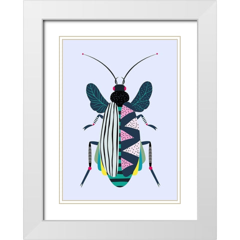 Beetle White Modern Wood Framed Art Print with Double Matting by Ayse