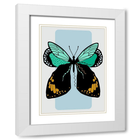 Butterfly White Modern Wood Framed Art Print with Double Matting by Ayse