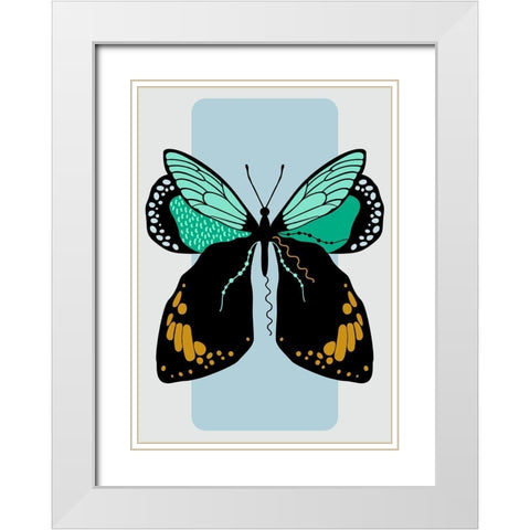Butterfly White Modern Wood Framed Art Print with Double Matting by Ayse
