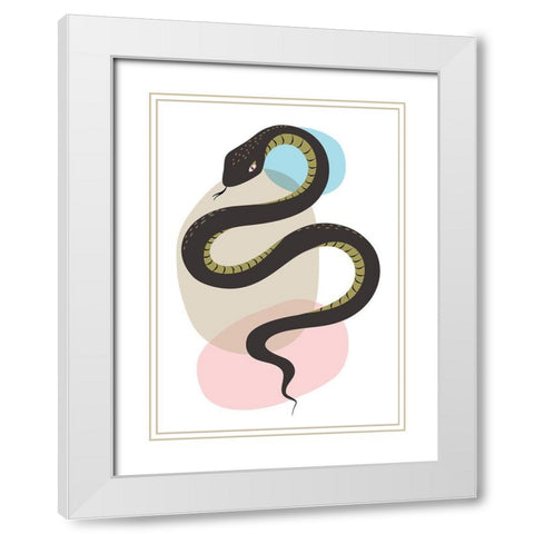 Snake White Modern Wood Framed Art Print with Double Matting by Ayse
