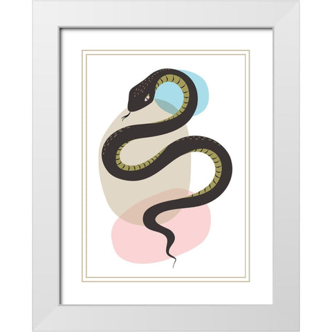 Snake White Modern Wood Framed Art Print with Double Matting by Ayse