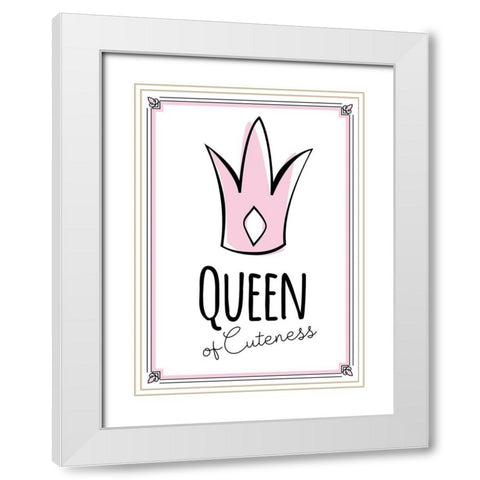 Queen of Cuteness White Modern Wood Framed Art Print with Double Matting by Ayse