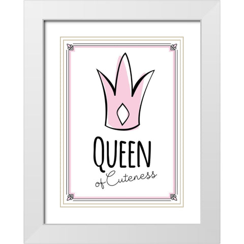 Queen of Cuteness White Modern Wood Framed Art Print with Double Matting by Ayse