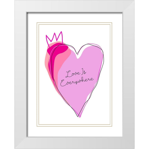 Love is Everywhere White Modern Wood Framed Art Print with Double Matting by Ayse