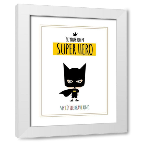 Superhero One White Modern Wood Framed Art Print with Double Matting by Ayse