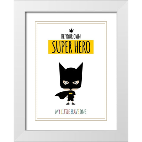 Superhero One White Modern Wood Framed Art Print with Double Matting by Ayse