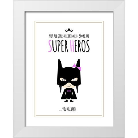 Superhero Two White Modern Wood Framed Art Print with Double Matting by Ayse