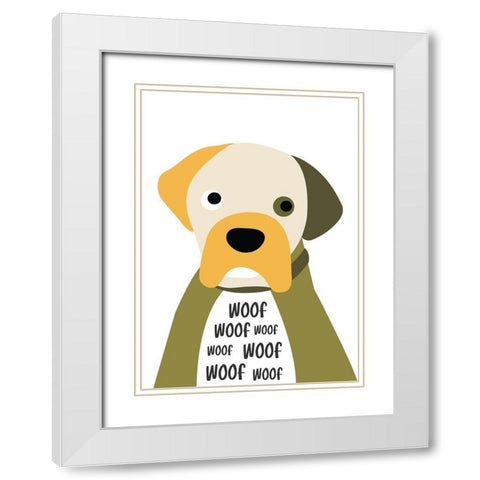 Woof White Modern Wood Framed Art Print with Double Matting by Ayse