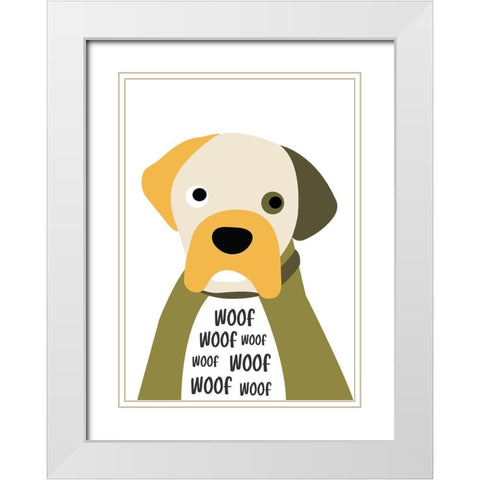 Woof White Modern Wood Framed Art Print with Double Matting by Ayse
