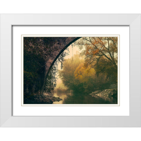 Mystic River White Modern Wood Framed Art Print with Double Matting by Artemiadi, Dora