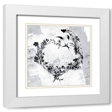 Floral Heart White Modern Wood Framed Art Print with Double Matting by Albers, Teis