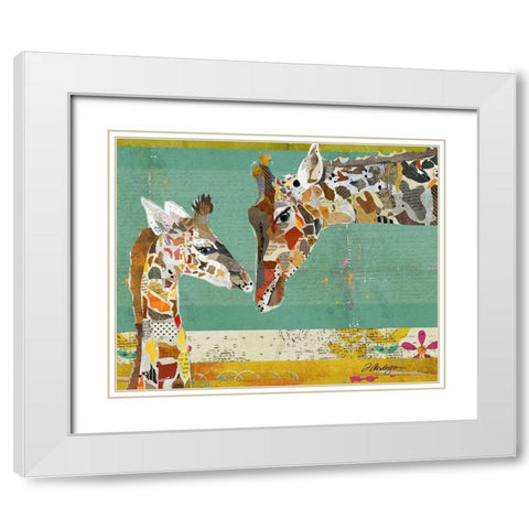 Giraffe and Calf White Modern Wood Framed Art Print with Double Matting by Anderson, Traci