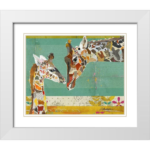 Giraffe and Calf White Modern Wood Framed Art Print with Double Matting by Anderson, Traci