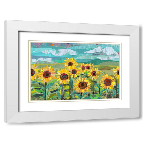Sunflowers At Dusk White Modern Wood Framed Art Print with Double Matting by Anderson, Traci