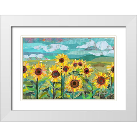 Sunflowers At Dusk White Modern Wood Framed Art Print with Double Matting by Anderson, Traci