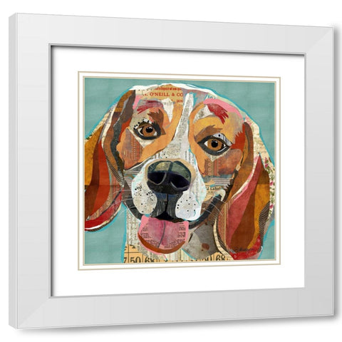 Beagle White Modern Wood Framed Art Print with Double Matting by Anderson, Traci