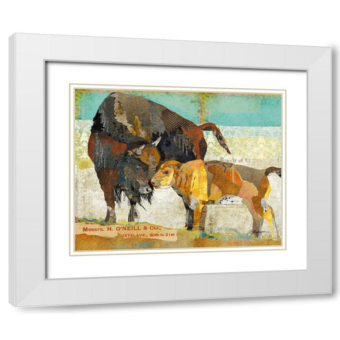 Bison and Baby White Modern Wood Framed Art Print with Double Matting by Anderson, Traci