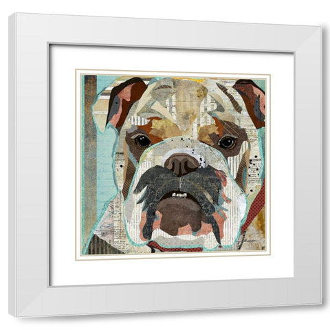 English Bulldog White Modern Wood Framed Art Print with Double Matting by Anderson, Traci