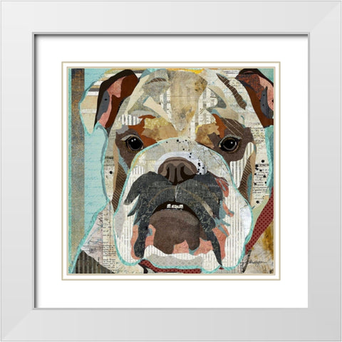 English Bulldog White Modern Wood Framed Art Print with Double Matting by Anderson, Traci