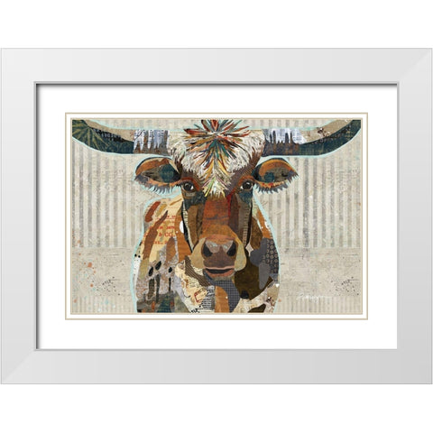 Longhorn White Modern Wood Framed Art Print with Double Matting by Anderson, Traci