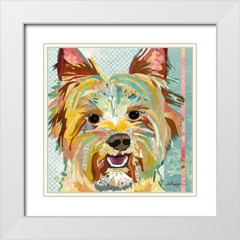 Yorkie White Modern Wood Framed Art Print with Double Matting by Anderson, Traci