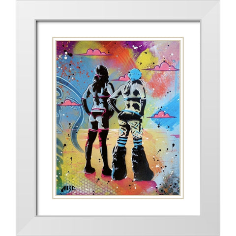 Burner Girls 2 White Modern Wood Framed Art Print with Double Matting by AbcArtAttack