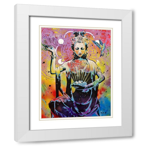 Harmonious Chakra White Modern Wood Framed Art Print with Double Matting by AbcArtAttack