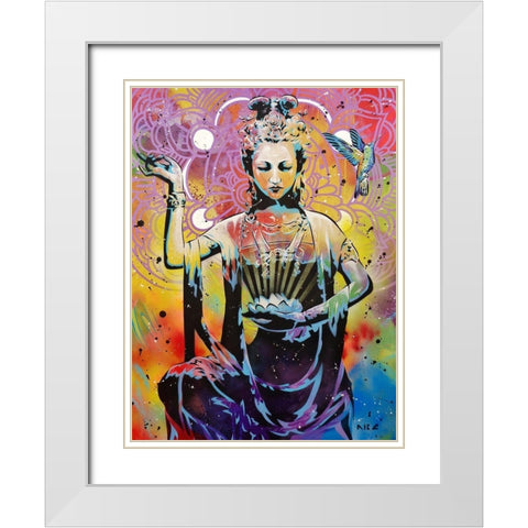 Harmonious Chakra White Modern Wood Framed Art Print with Double Matting by AbcArtAttack