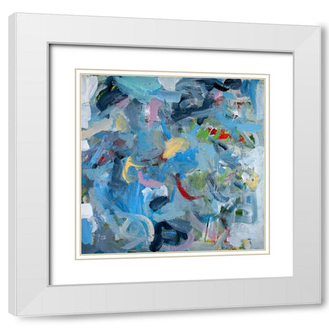 Prussian Blue White Modern Wood Framed Art Print with Double Matting by Apperlo, Mila