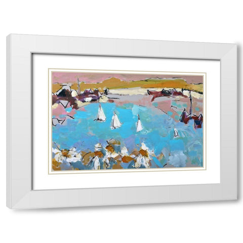 Daisies and Sails White Modern Wood Framed Art Print with Double Matting by Anders, Per