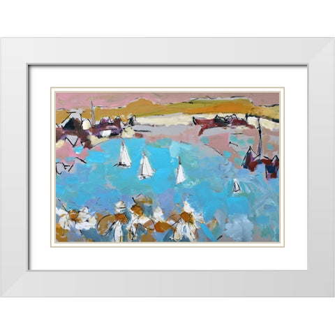 Daisies and Sails White Modern Wood Framed Art Print with Double Matting by Anders, Per