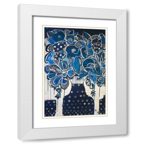 Indigo White Modern Wood Framed Art Print with Double Matting by Avila, Gabriela