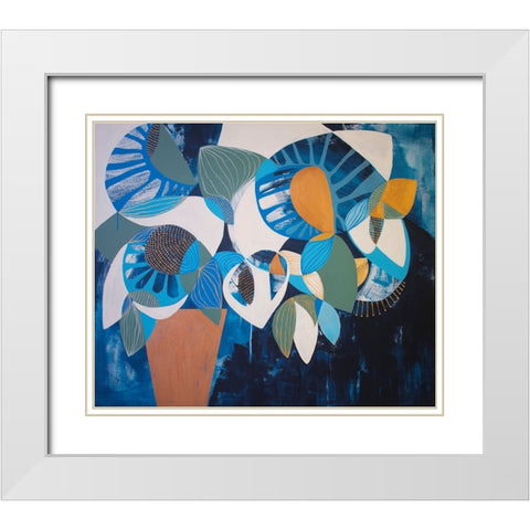 Midnight Bloom White Modern Wood Framed Art Print with Double Matting by Avila, Gabriela