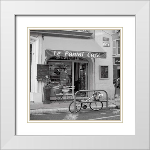 le Panini Cafe White Modern Wood Framed Art Print with Double Matting by Blaustein, Alan