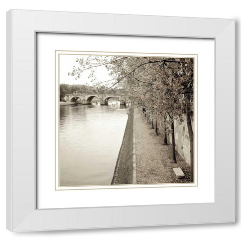 Sepia-Promenade Seine - 2 White Modern Wood Framed Art Print with Double Matting by Blaustein, Alan