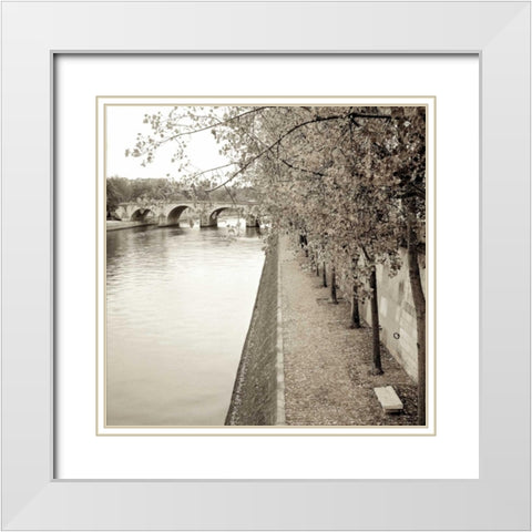Sepia-Promenade Seine - 2 White Modern Wood Framed Art Print with Double Matting by Blaustein, Alan