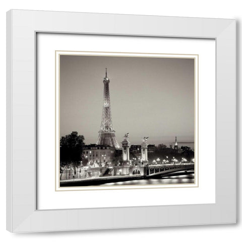 Pont Alexandre Trios White Modern Wood Framed Art Print with Double Matting by Blaustein, Alan